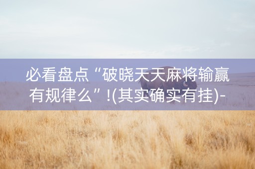 必看盘点“破晓天天麻将输赢有规律么”!(其实确实有挂)-抖音