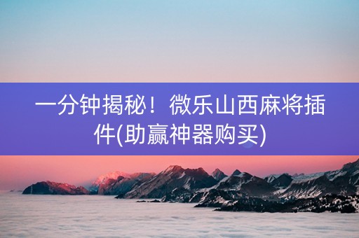 一分钟揭秘！微乐山西麻将插件(助赢神器购买)