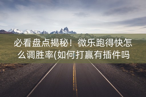 必看盘点揭秘！微乐跑得快怎么调胜率(如何打赢有插件吗)