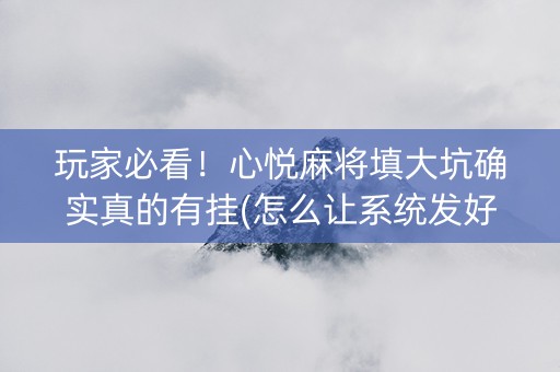 玩家必看！心悦麻将填大坑确实真的有挂(怎么让系统发好牌)