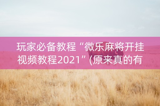 玩家必备教程“微乐麻将开挂视频教程2021”(原来真的有挂)-抖音