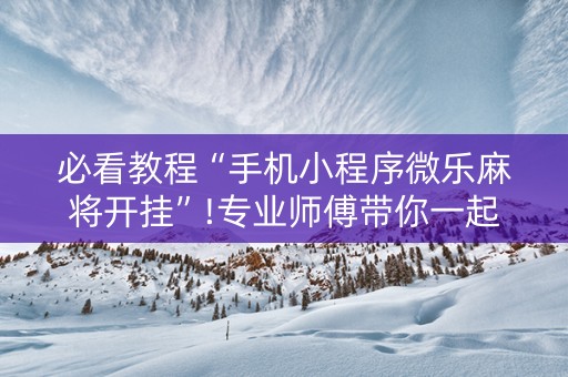 必看教程“手机小程序微乐麻将开挂”!专业师傅带你一起了解（详细教程）-抖音