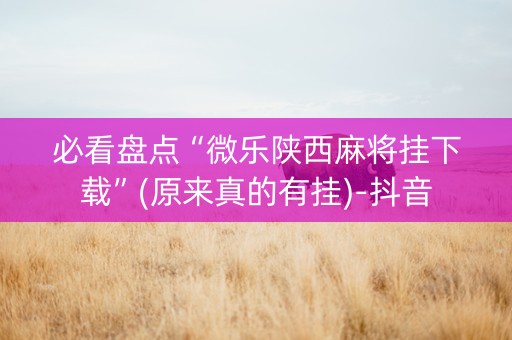 必看盘点“微乐陕西麻将挂下载”(原来真的有挂)-抖音