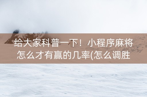 给大家科普一下！小程序麻将怎么才有赢的几率(怎么调胜率)