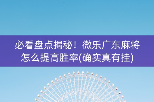必看盘点揭秘！微乐广东麻将怎么提高胜率(确实真有挂)