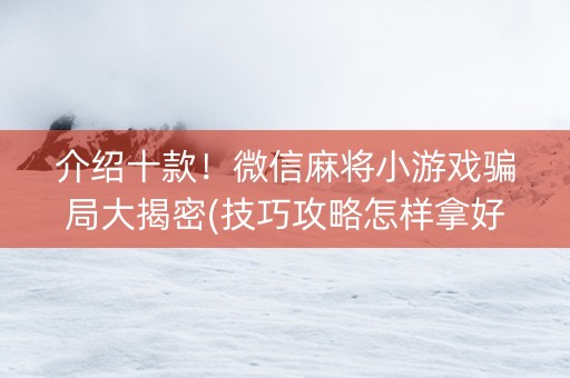 介绍十款！微信麻将小游戏骗局大揭密(技巧攻略怎样拿好牌)