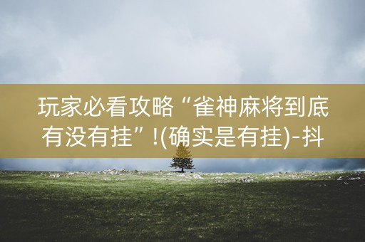 玩家必看攻略“雀神麻将到底有没有挂”!(确实是有挂)-抖音