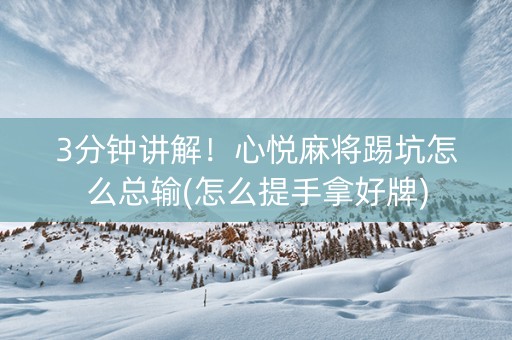 3分钟讲解！心悦麻将踢坑怎么总输(怎么提手拿好牌)