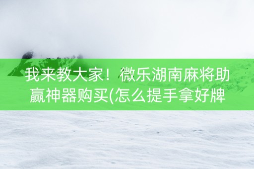我来教大家！微乐湖南麻将助赢神器购买(怎么提手拿好牌)