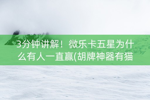 3分钟讲解！微乐卡五星为什么有人一直赢(胡牌神器有猫腻吗)