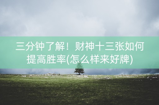 三分钟了解！财神十三张如何提高胜率(怎么样来好牌)