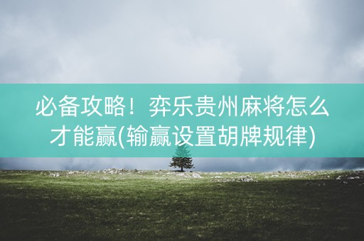 必备攻略！弈乐贵州麻将怎么才能赢(输赢设置胡牌规律)