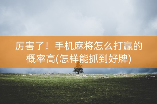 厉害了！手机麻将怎么打赢的概率高(怎样能抓到好牌)