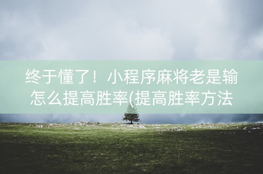 终于懂了！小程序麻将老是输怎么提高胜率(提高胜率方法)