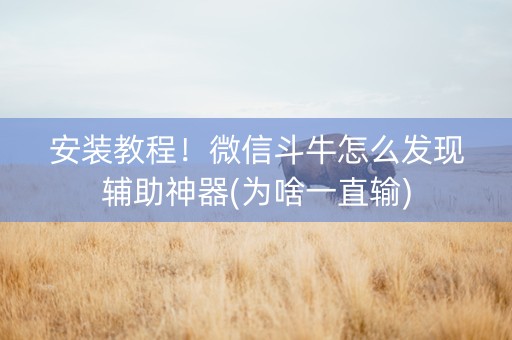 安装教程！微信斗牛怎么发现辅助神器(为啥一直输)