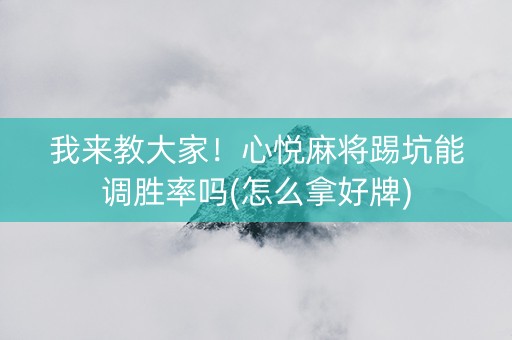 我来教大家！心悦麻将踢坑能调胜率吗(怎么拿好牌)