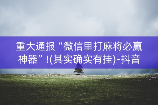重大通报“微信里打麻将必赢神器”!(其实确实有挂)-抖音
