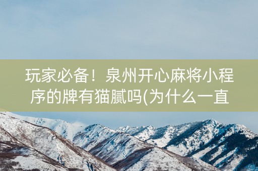 玩家必备！泉州开心麻将小程序的牌有猫腻吗(为什么一直输)