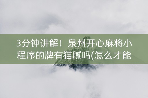 3分钟讲解！泉州开心麻将小程序的牌有猫腻吗(怎么才能赢得多)