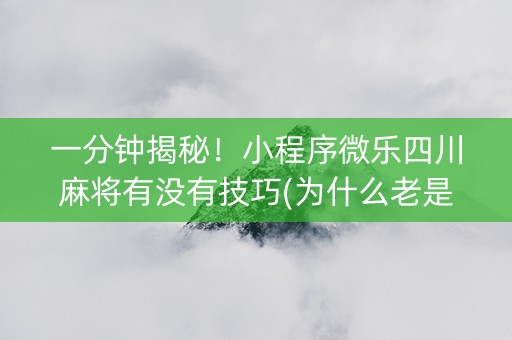 一分钟揭秘！小程序微乐四川麻将有没有技巧(为什么老是输)