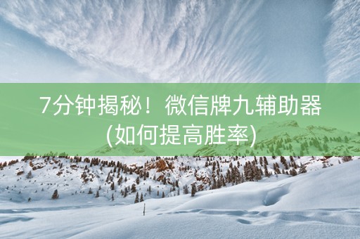 7分钟揭秘！微信牌九辅助器(如何提高胜率)
