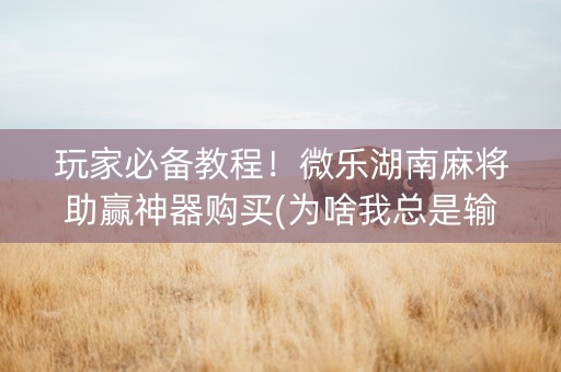 玩家必备教程！微乐湖南麻将助赢神器购买(为啥我总是输)