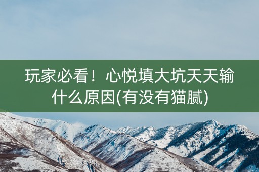 玩家必看！心悦填大坑天天输什么原因(有没有猫腻)