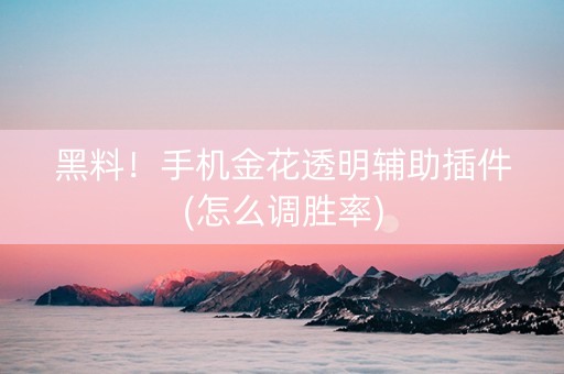 黑料！手机金花透明辅助插件(怎么调胜率)