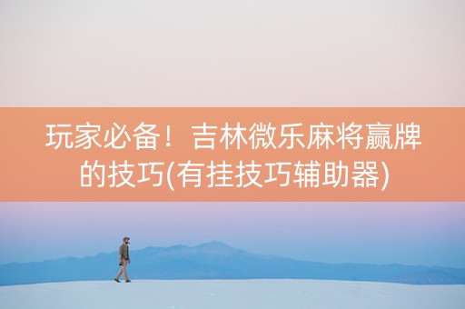 玩家必备！吉林微乐麻将赢牌的技巧(有挂技巧辅助器)