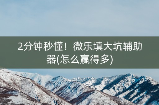 2分钟秒懂！微乐填大坑辅助器(怎么赢得多)