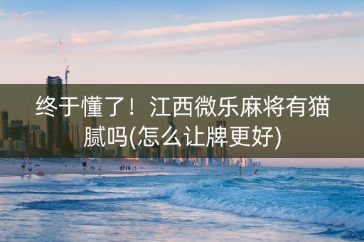 终于懂了！江西微乐麻将有猫腻吗(怎么让牌更好)