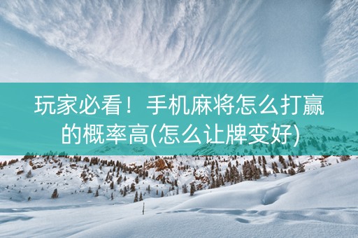 玩家必看！手机麻将怎么打赢的概率高(怎么让牌变好)