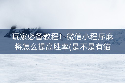 玩家必备教程！微信小程序麻将怎么提高胜率(是不是有猫腻)