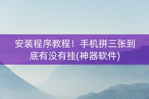 安装程序教程！手机拼三张到底有没有挂(神器软件)