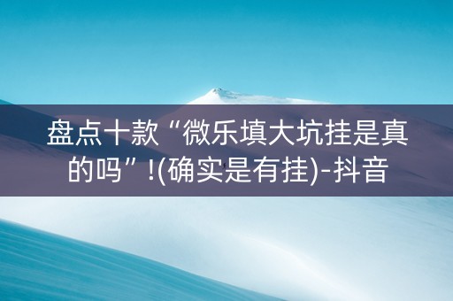 盘点十款“微乐填大坑挂是真的吗”!(确实是有挂)-抖音
