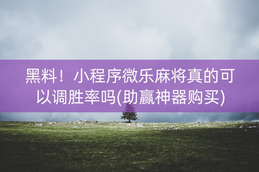 黑料！小程序微乐麻将真的可以调胜率吗(助赢神器购买)