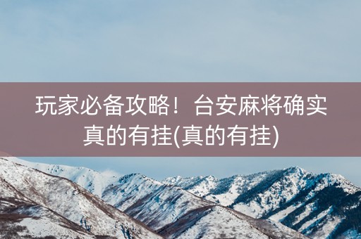 玩家必备攻略！台安麻将确实真的有挂(真的有挂)
