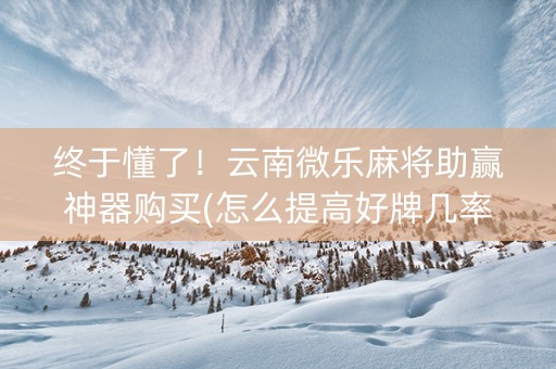 终于懂了！云南微乐麻将助赢神器购买(怎么提高好牌几率)