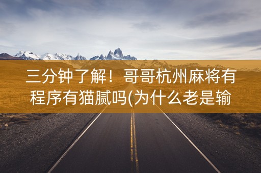 三分钟了解！哥哥杭州麻将有程序有猫腻吗(为什么老是输呢)