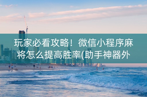 玩家必看攻略！微信小程序麻将怎么提高胜率(助手神器外辅工具)