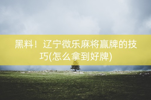 黑料！辽宁微乐麻将赢牌的技巧(怎么拿到好牌)