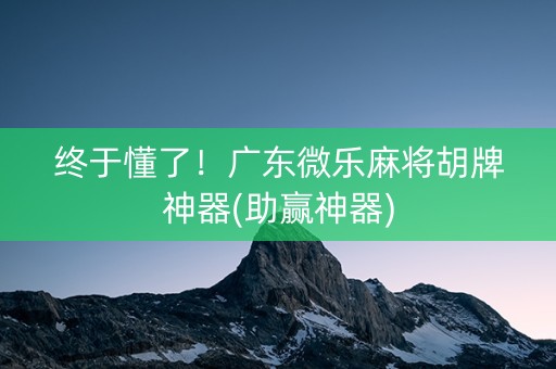 终于懂了！广东微乐麻将胡牌神器(助赢神器)