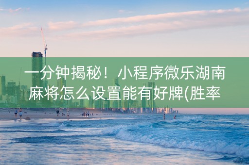 一分钟揭秘！小程序微乐湖南麻将怎么设置能有好牌(胜率到哪调)