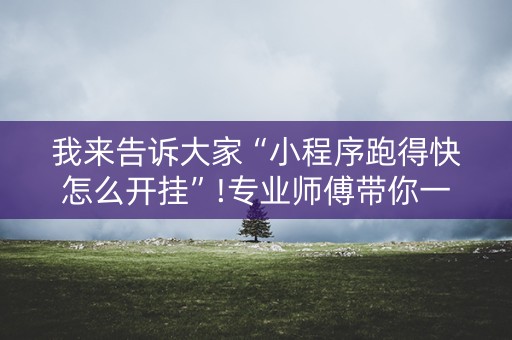 我来告诉大家“小程序跑得快怎么开挂”!专业师傅带你一起了解（详细教程）-抖音