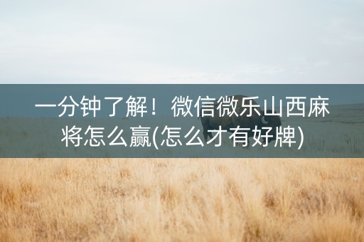 一分钟了解！微信微乐山西麻将怎么赢(怎么才有好牌)