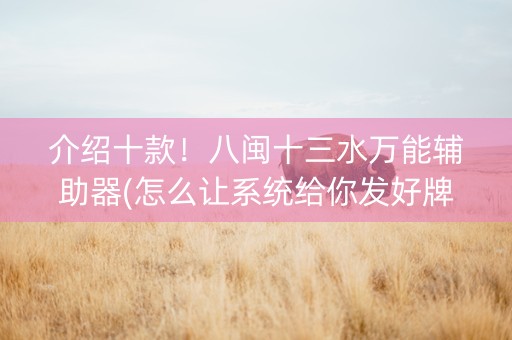 介绍十款！八闽十三水万能辅助器(怎么让系统给你发好牌)