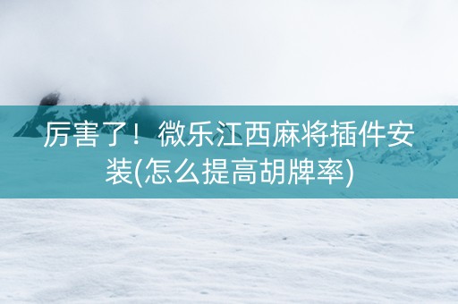 厉害了！微乐江西麻将插件安装(怎么提高胡牌率)