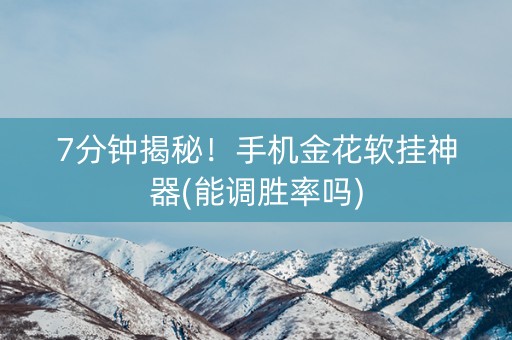 7分钟揭秘！手机金花软挂神器(能调胜率吗)