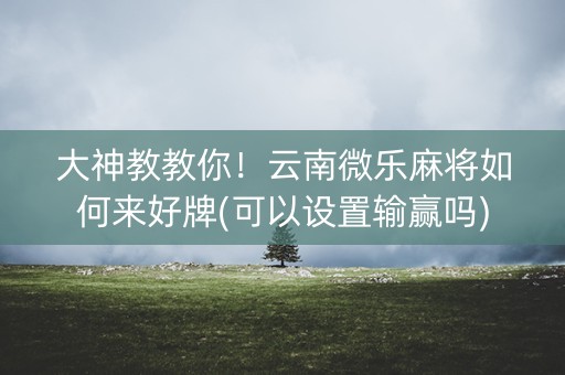 大神教教你！云南微乐麻将如何来好牌(可以设置输赢吗)