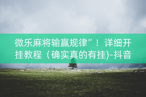 微乐麻将输赢规律”！详细开挂教程（确实真的有挂)-抖音
